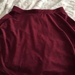 Maroon suede-like skater skirt